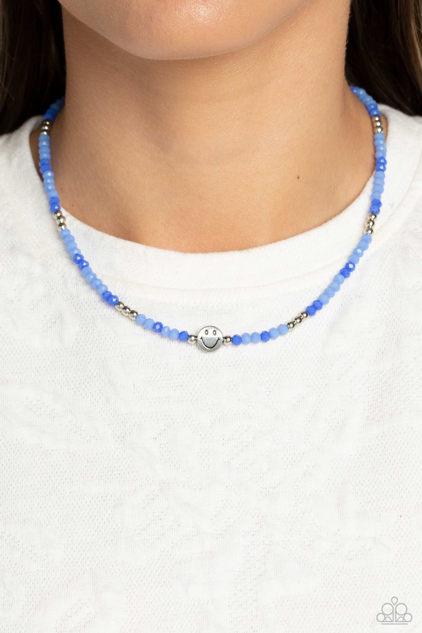 Beaming Bling Necklace (Blue, Multi)