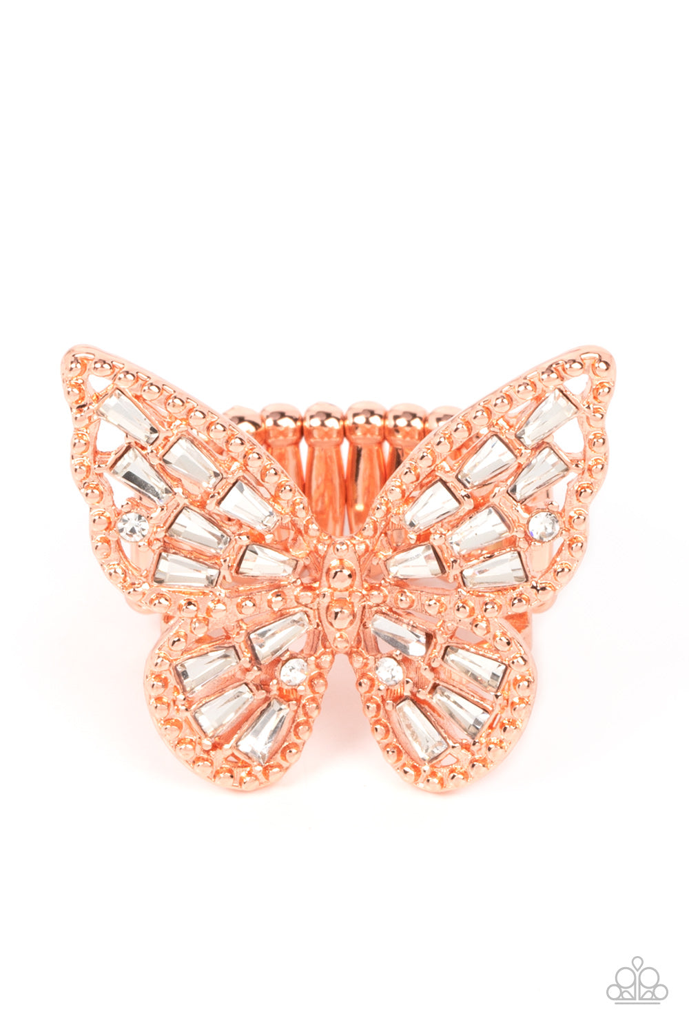 Bright-Eyed Butterfly Ring (White, Copper)
