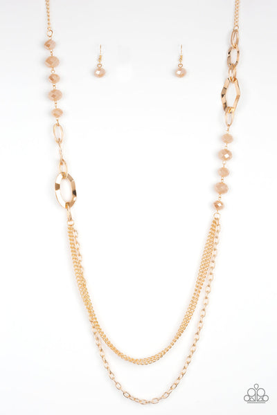 Modern Girl Glam Necklace (Brown, Gold)