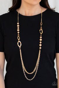 Modern Girl Glam Necklace (Brown, Gold)