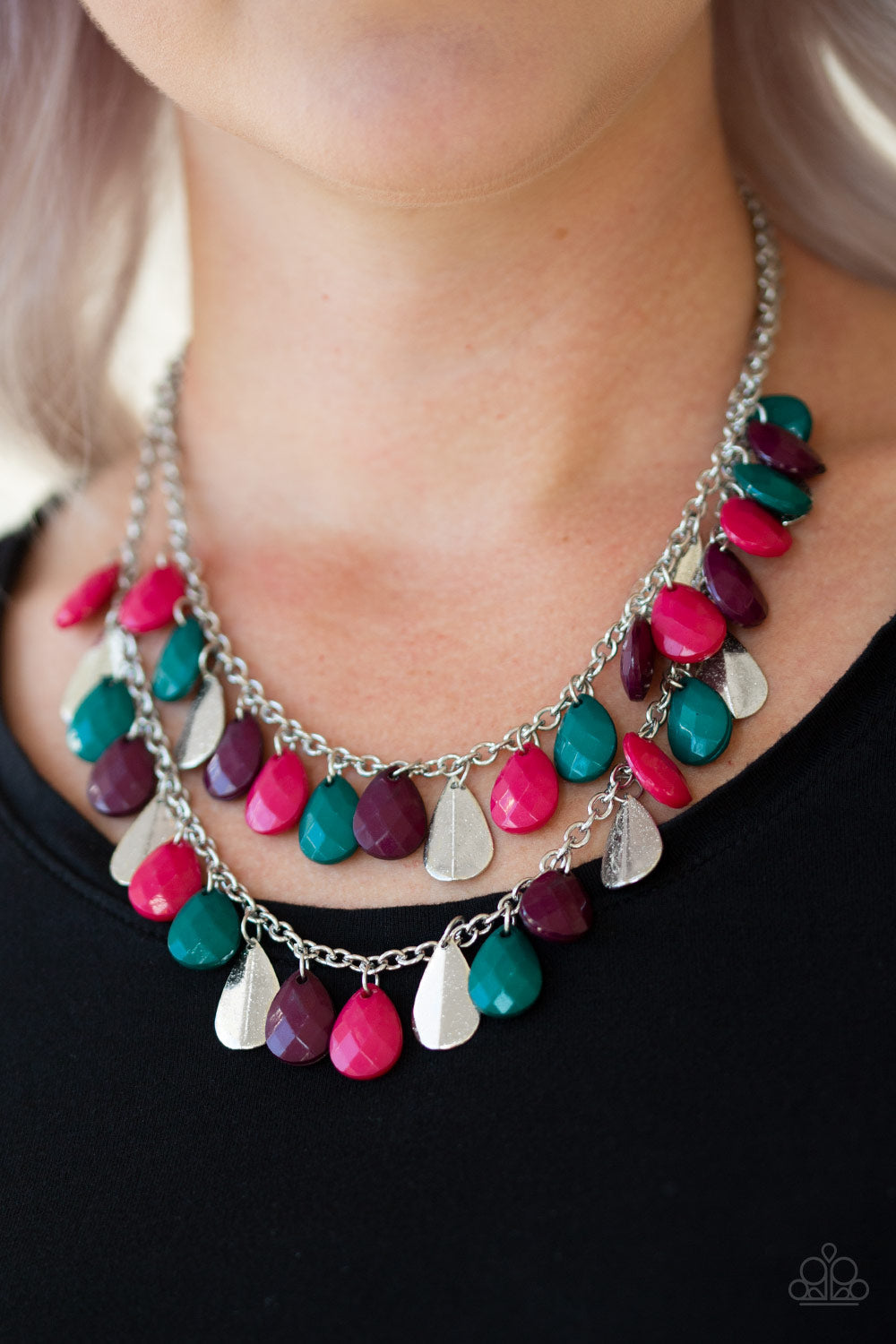 Life Of The FIESTA Necklace (Black, Multi, Pink)