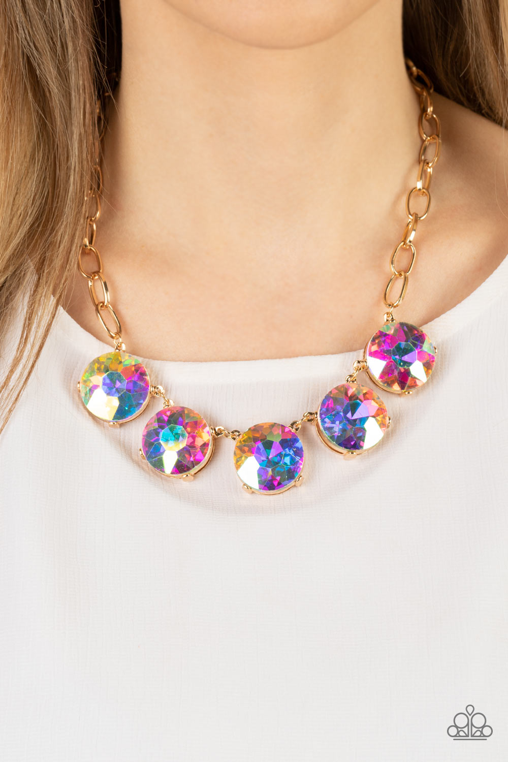 Limelight Luxury Necklace (White, Gold, Multi)