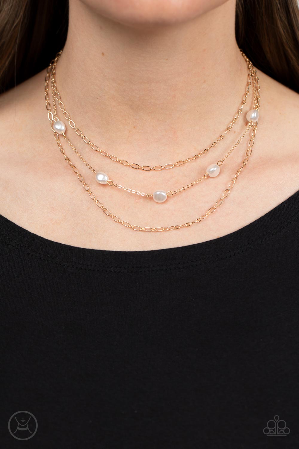 Offshore Oasis Necklace (White, Gold)