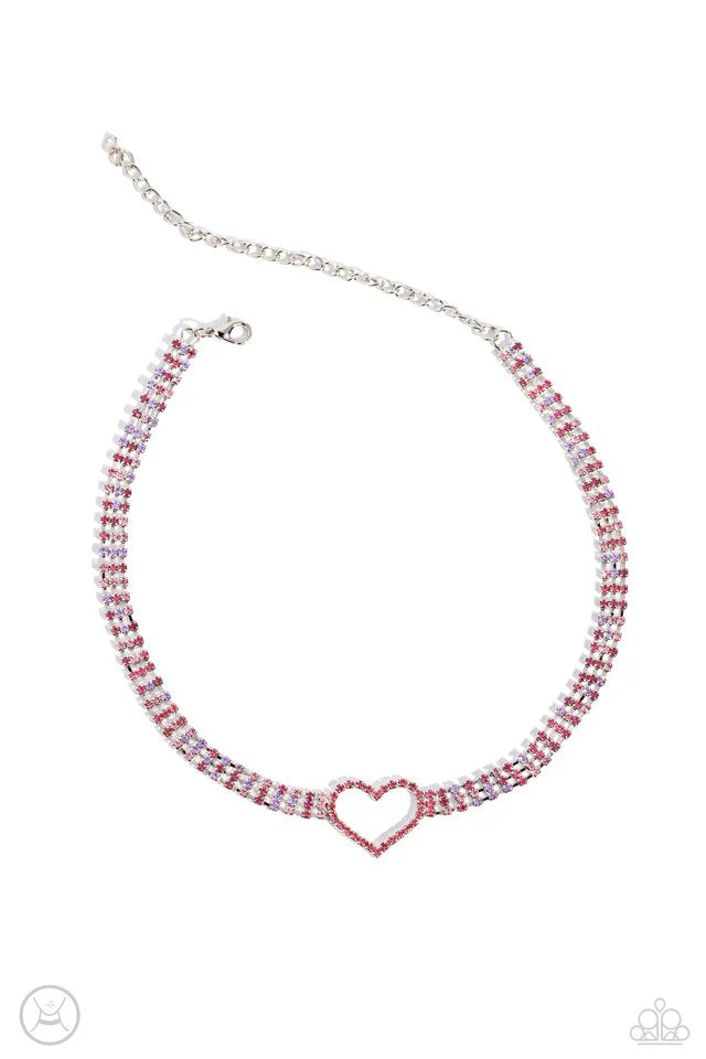 Rows of Romance Necklace (Gold, White, Pink)