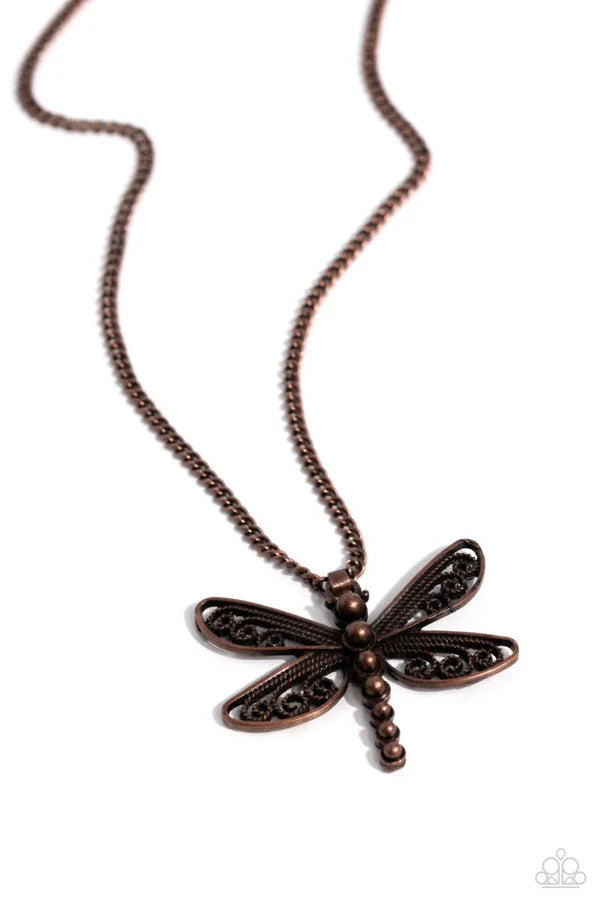 Dragonfly Dance (Silver, Copper) Necklace