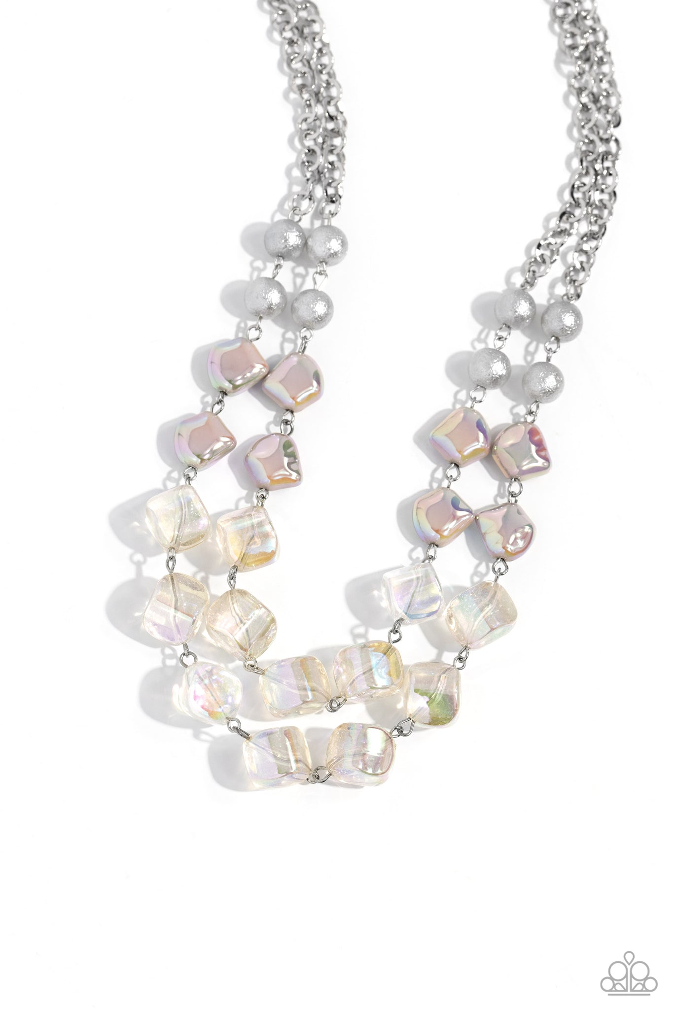 Eclectic Embellishment Necklace (Pink, White)