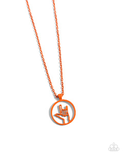 Abstract ASL Orange Necklace