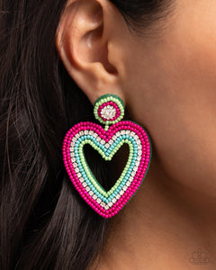 Headfirst Heart Green Earring