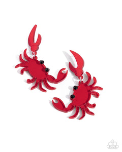 Crab Couture Red Earring