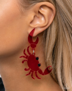 Crab Couture Red Earring
