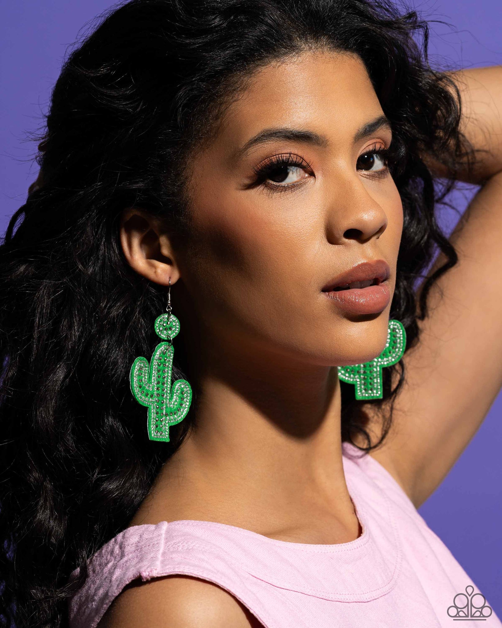 Cactus Cameo Green Earring