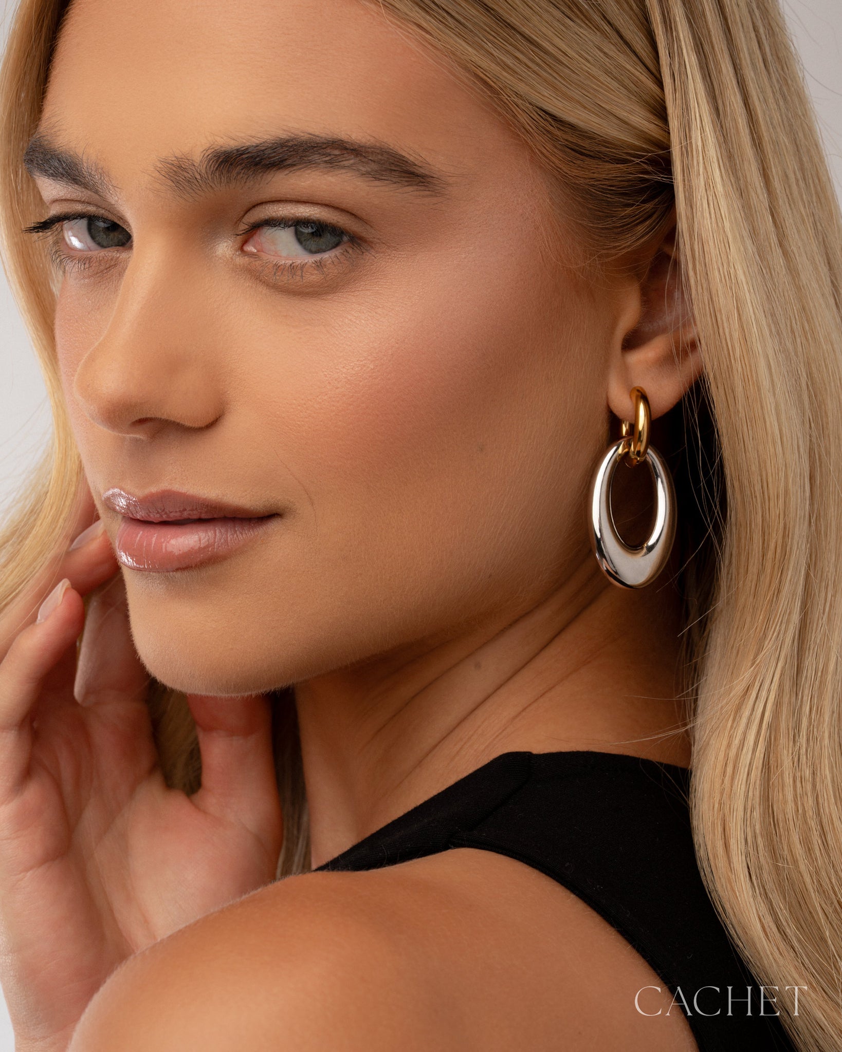 PRE-ORDER: Duet 18k Gold/Rhodium earring