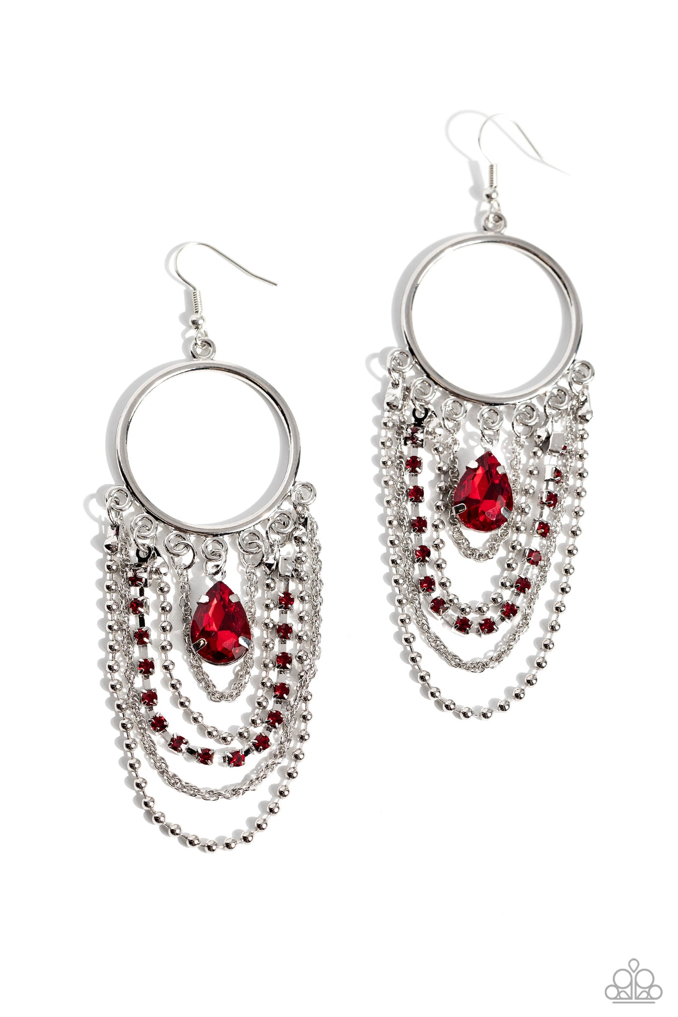 Cascading Clash Red Earring