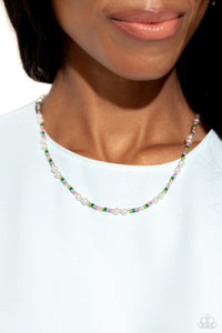 Colorblock Charm Necklace (Green, Purple)