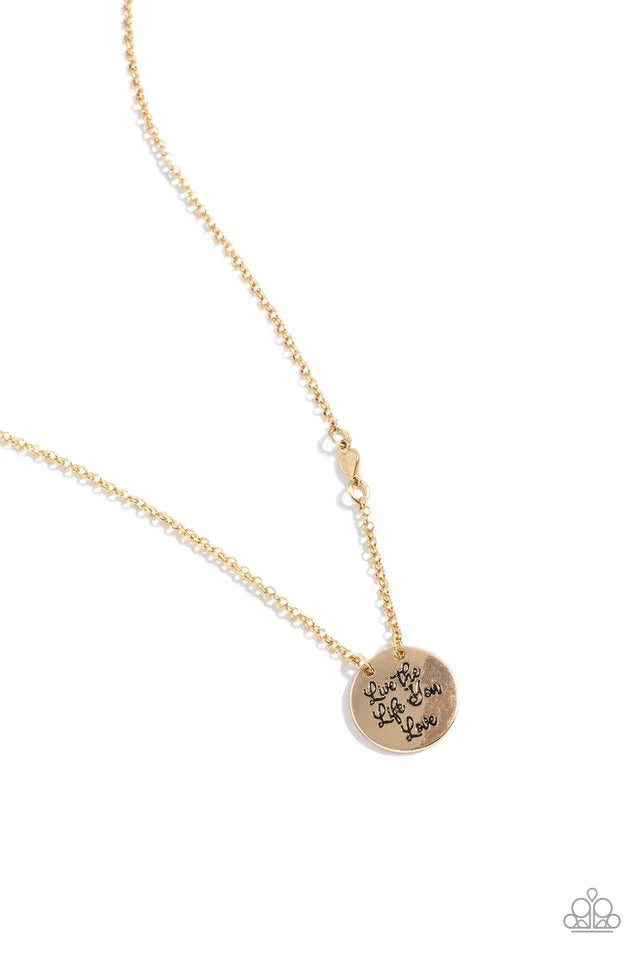 Live The Life You Love Necklace (Brass, Silver, Gold)