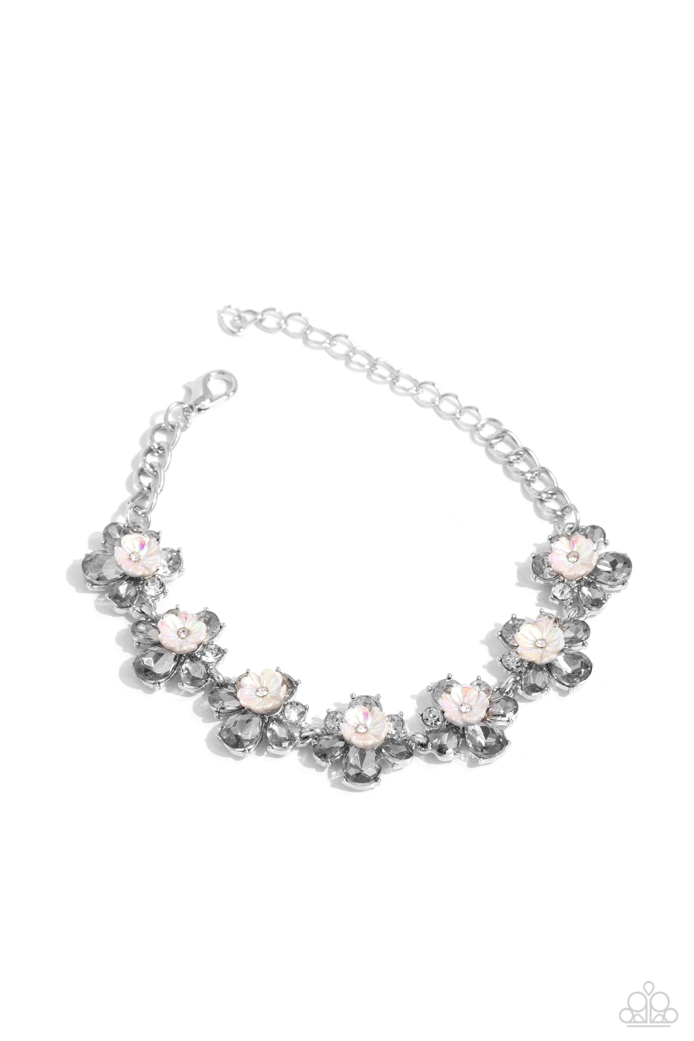 Floral Frenzy Bracelet (White, Pink, Silver)