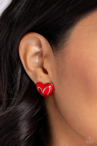Glimmering Love Earring (White, Red)