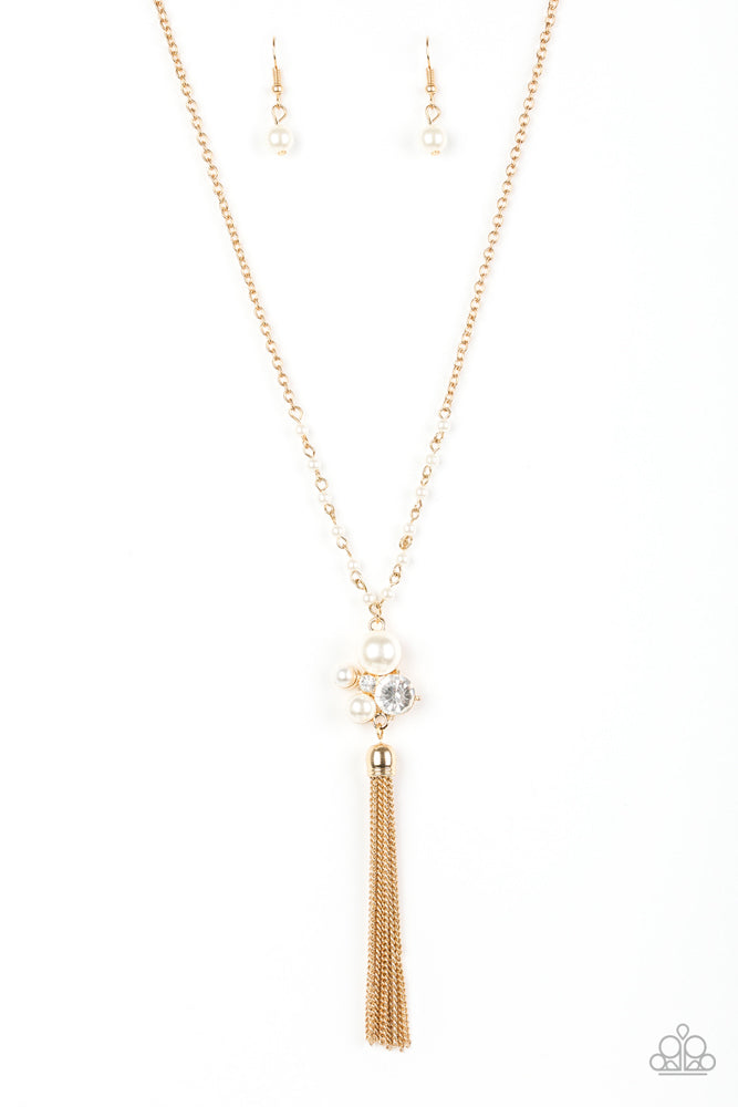 Uniquely Uptown Necklace (Brass, Gold, White)