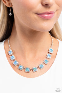 Jump SQUARE Necklace (Blue, Silver)