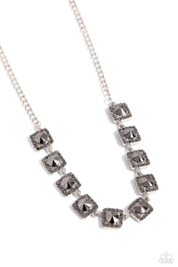 Jump SQUARE Necklace (Blue, Silver)