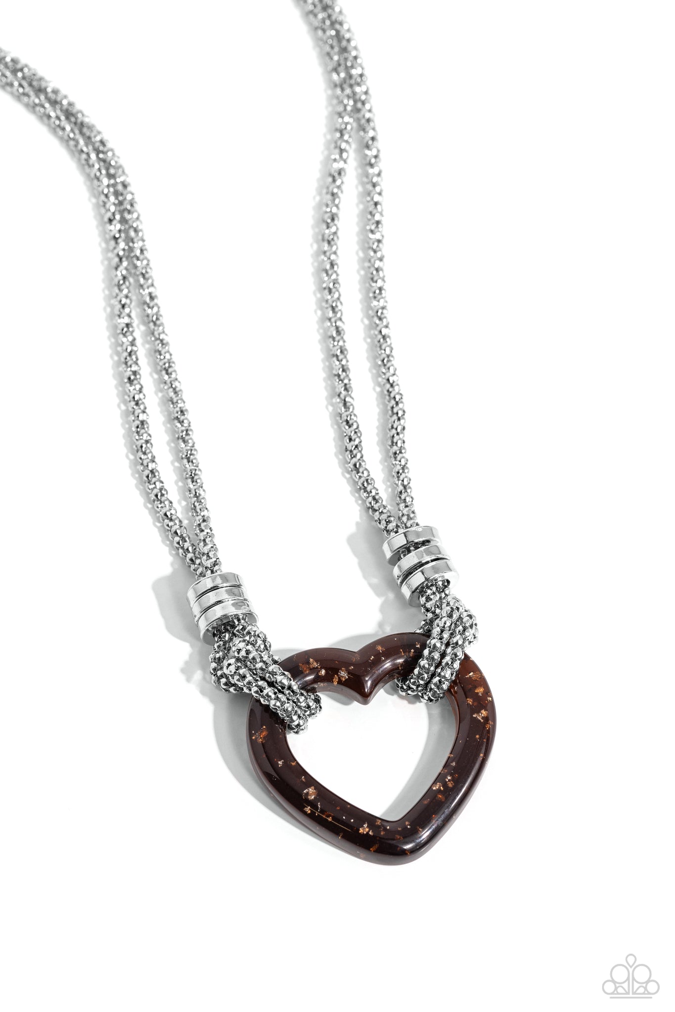 Lead with Your Heart Necklace (Pink, Silver, Brown)