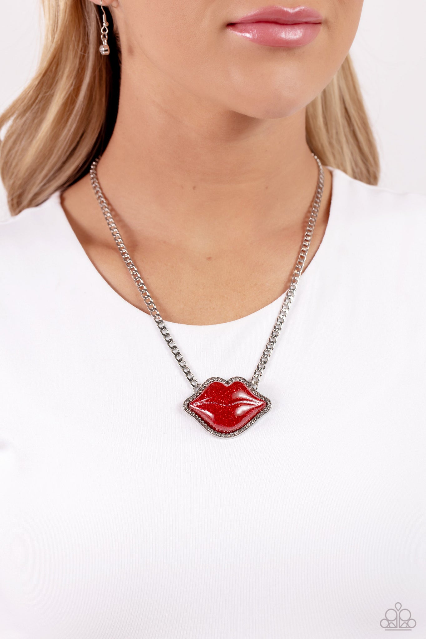 Lip Locked Red Necklace
