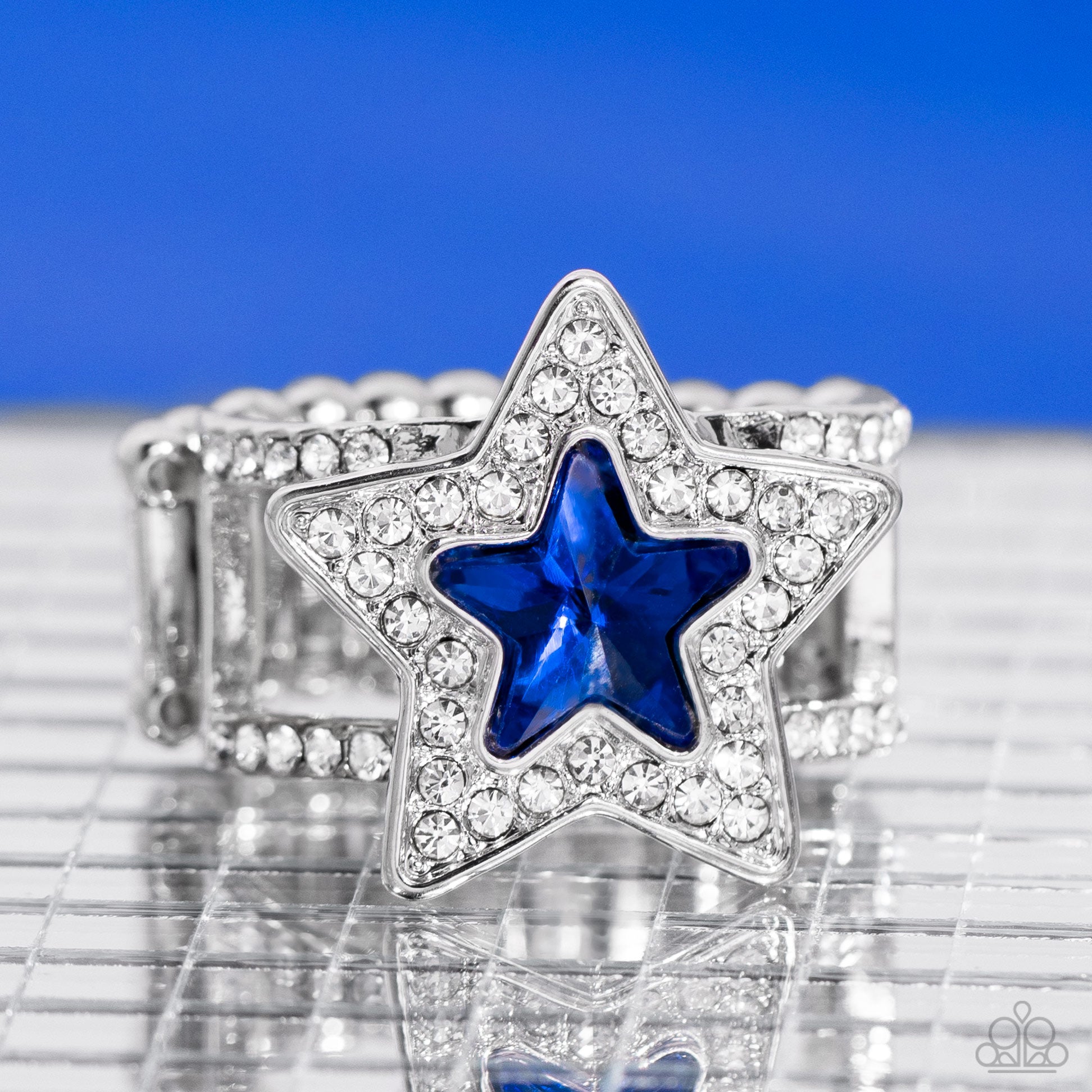 One Nation Under Sparkle (Blue, Silver) Ring