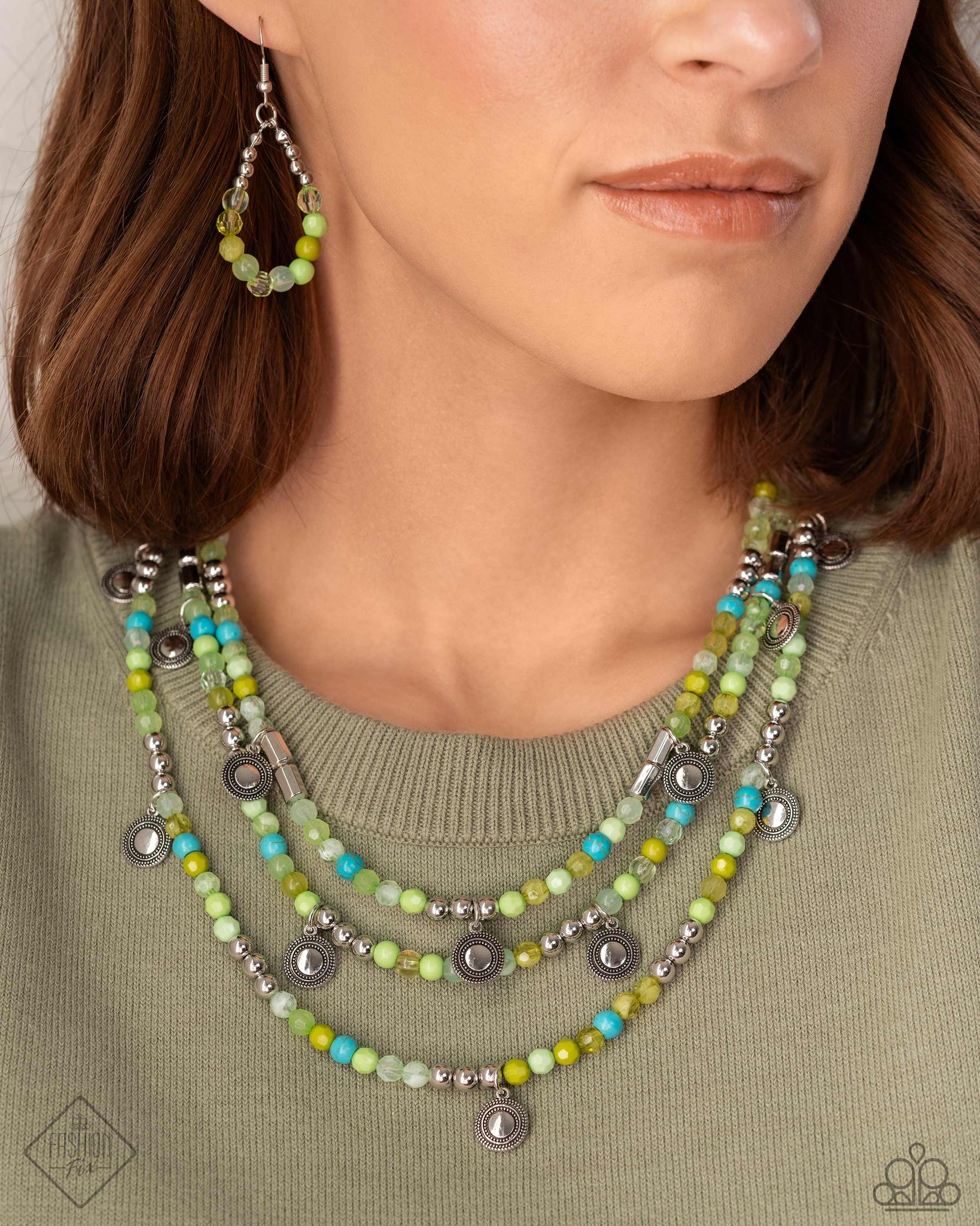 Piquant Pattern Green Necklace