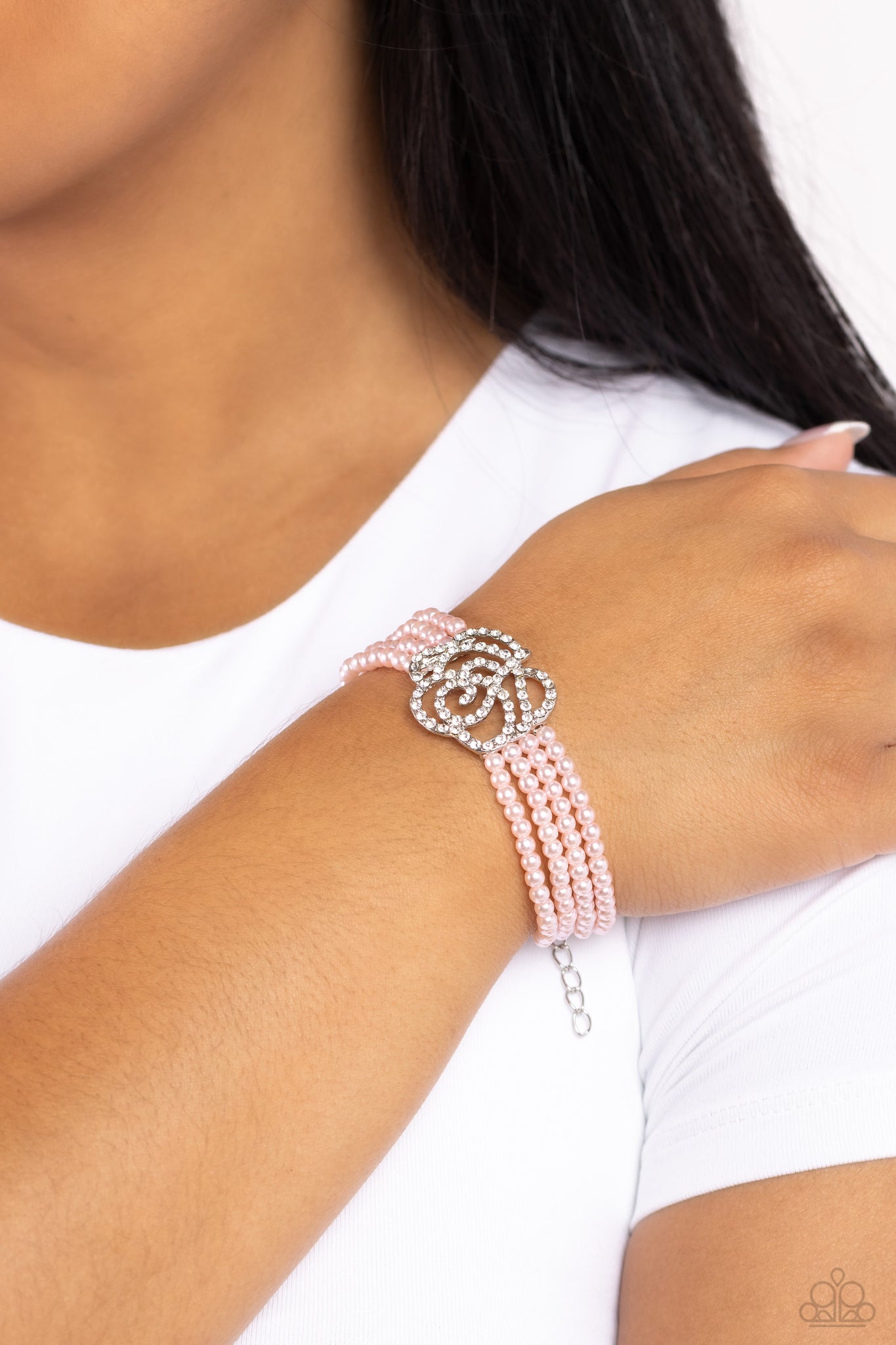 Regal Rose Bracelet (White, Pink)