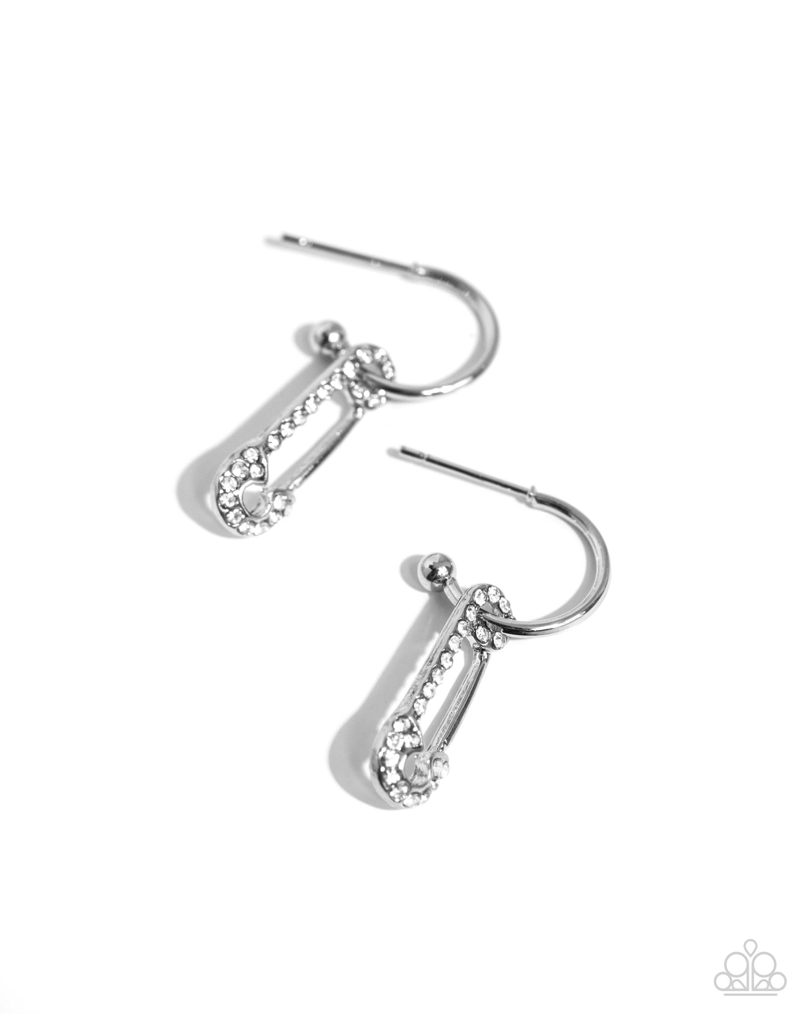 Safety Pin Sentiment White Earring
