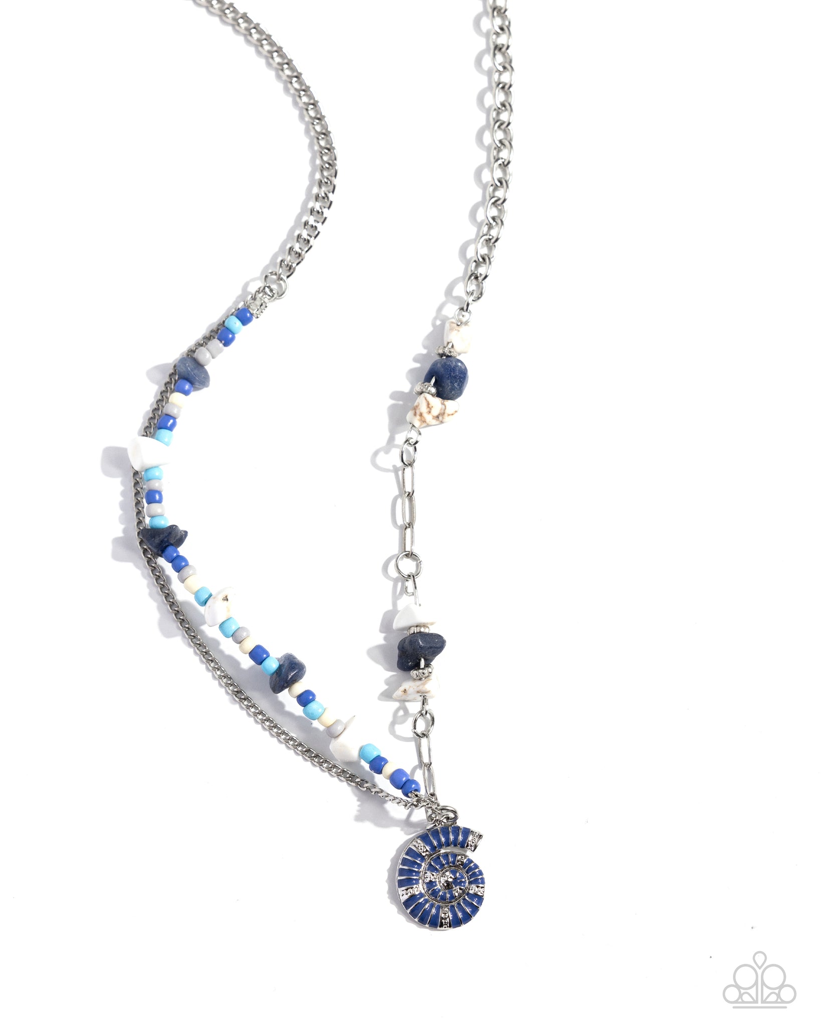 Spiraling Seafloor Necklace (Brass, Blue)