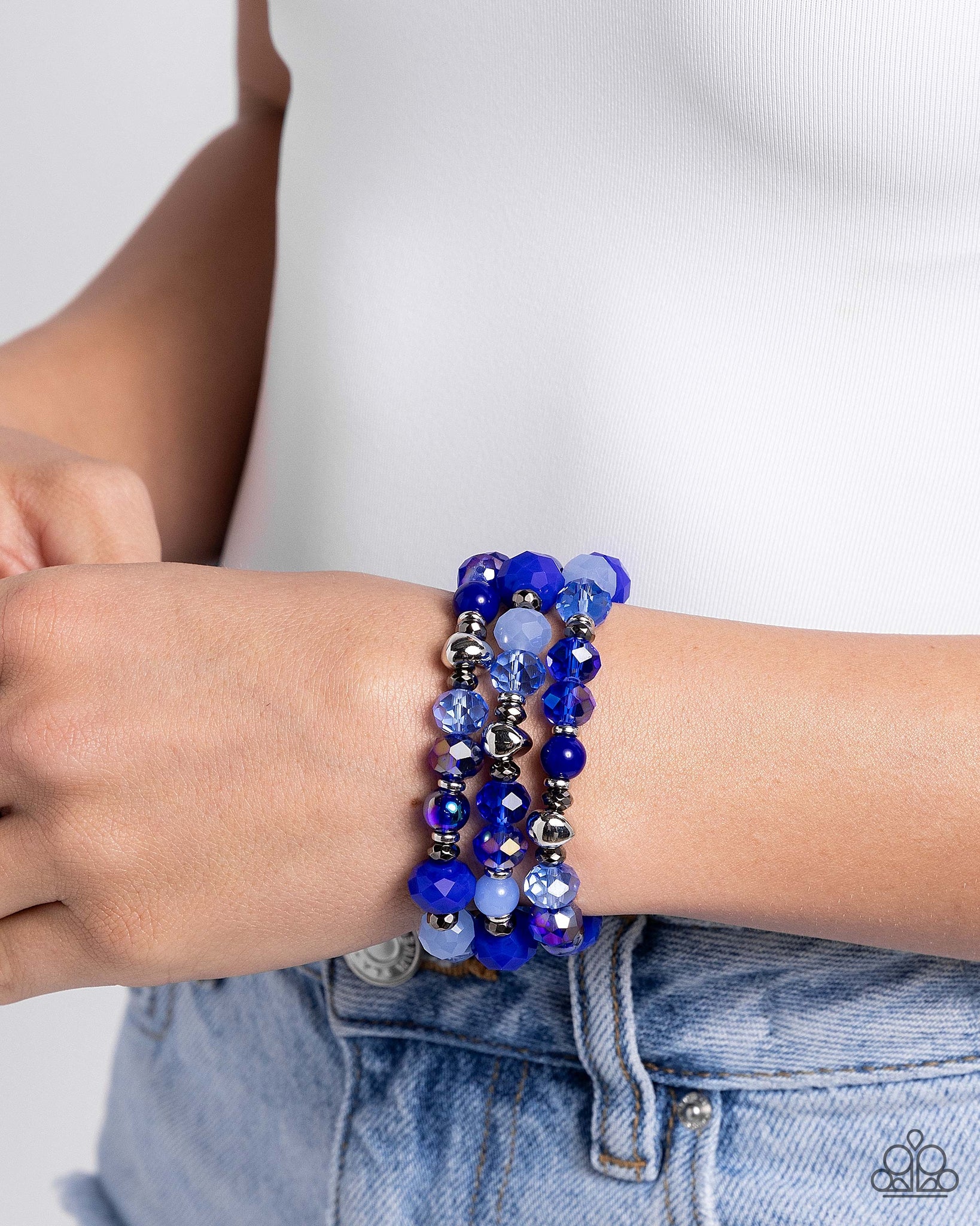 Stack of GLASS Bracelet (Red, Blue)