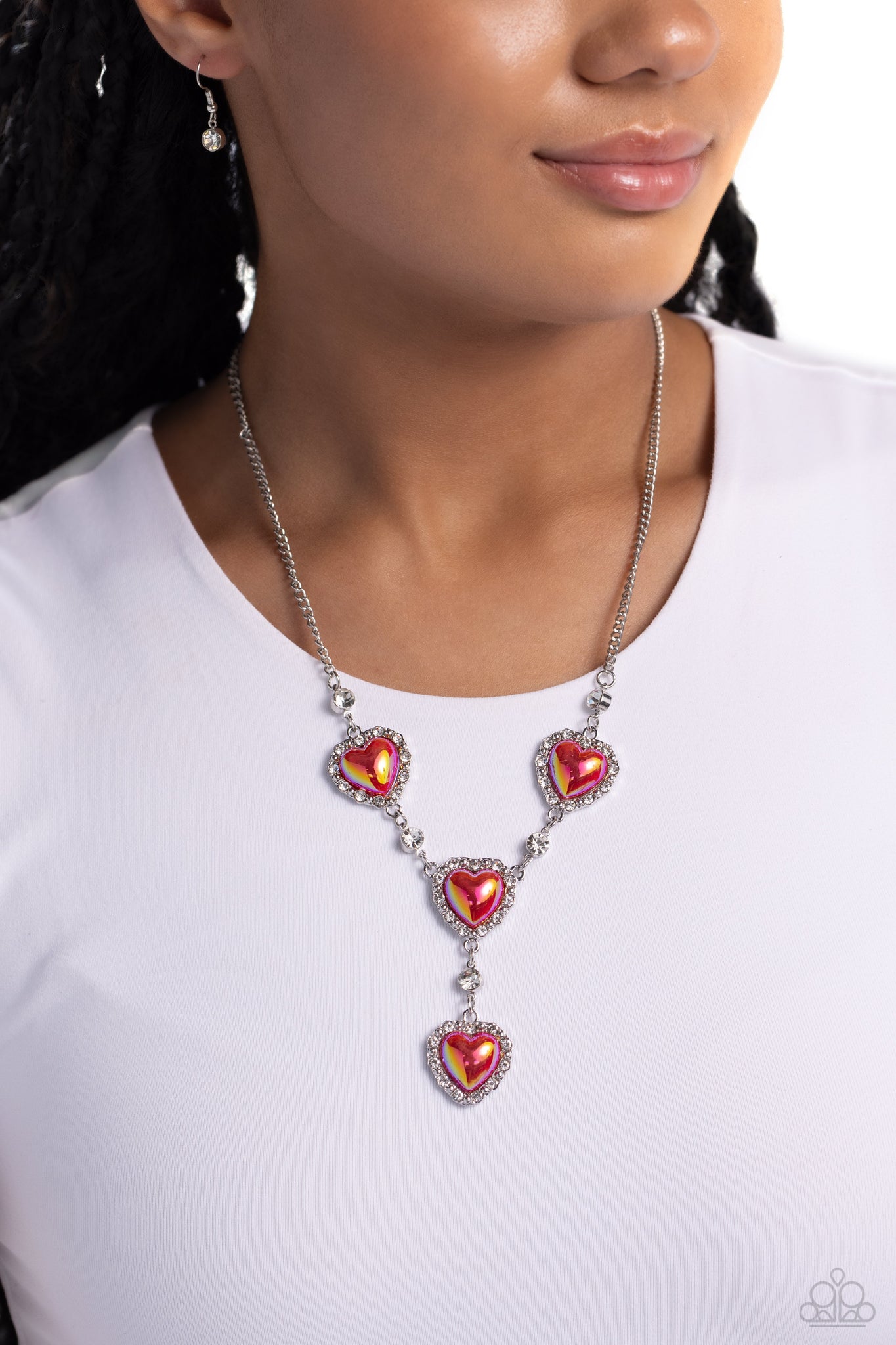 Stuck On You Necklace (Red, Silver)