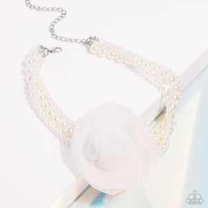 Radiant Rosette Necklace (White, Pink)