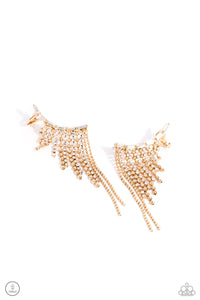 Tapered Tease Earring (Gold, White)