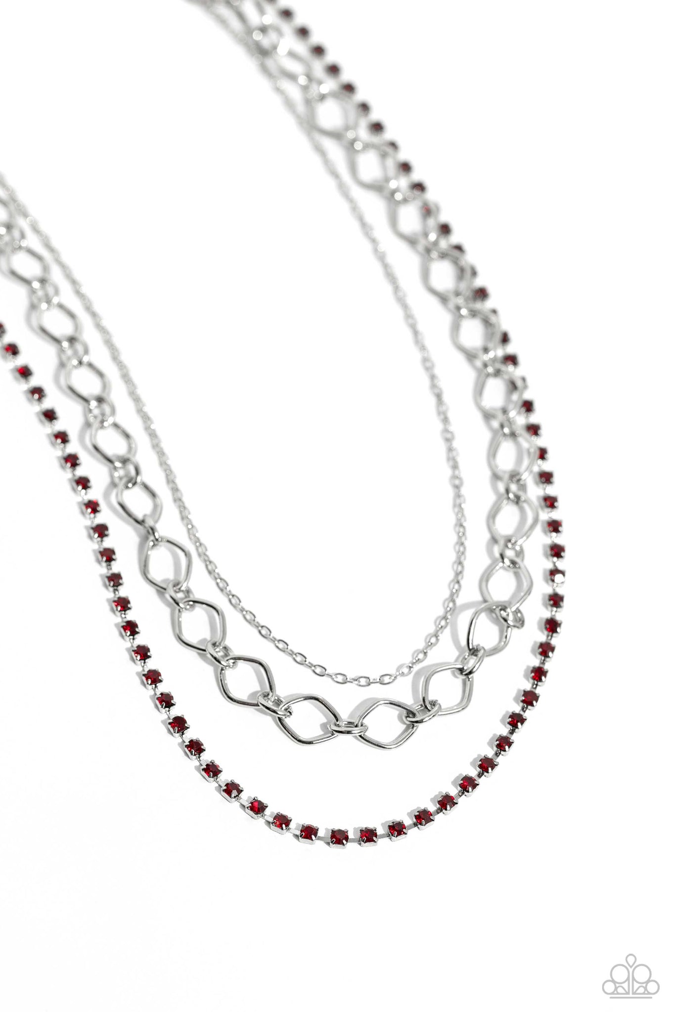 Tasteful Tiers Necklace (Red, Pink)