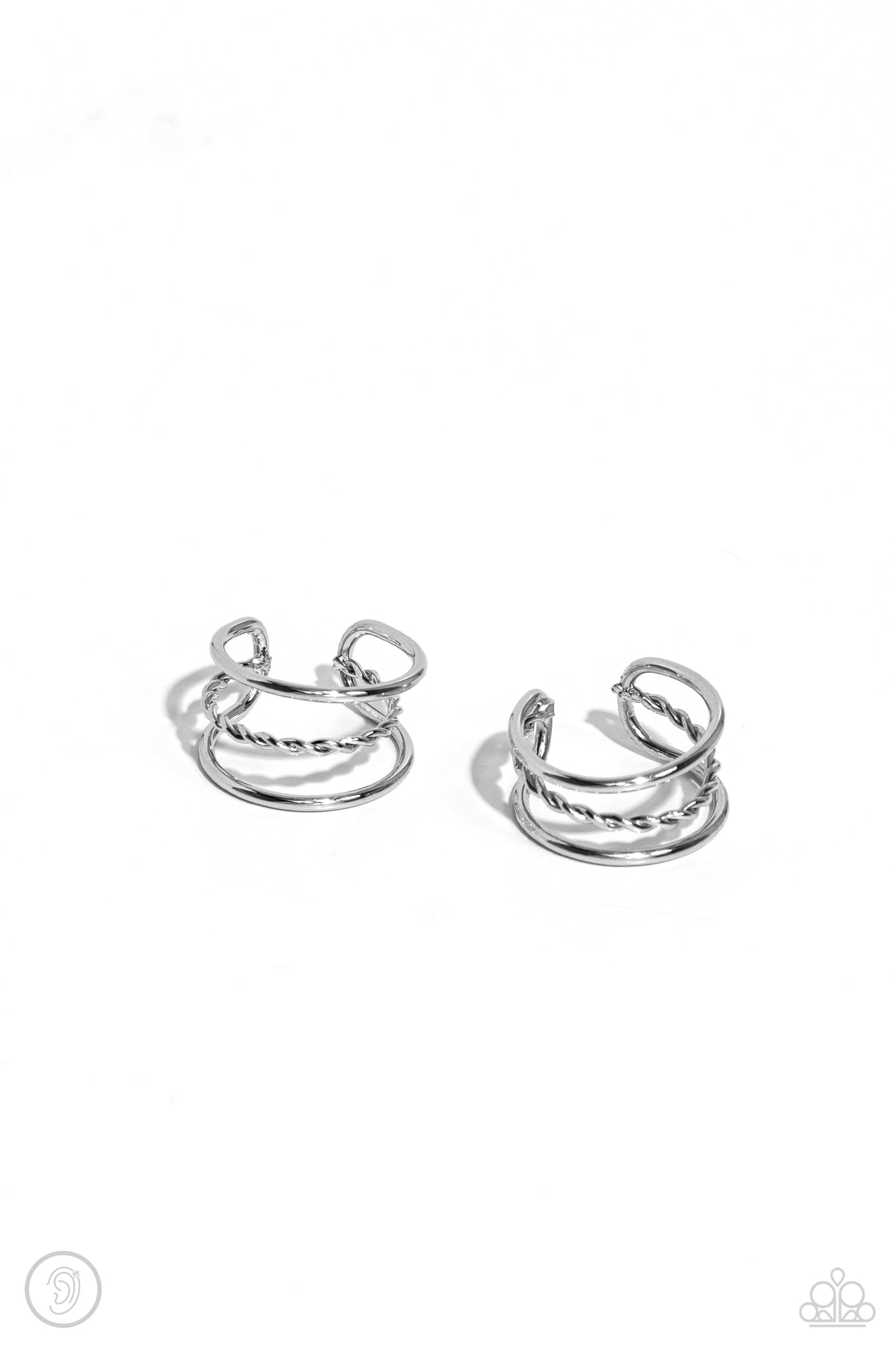 Textured Triumph Silver Cuff Earring