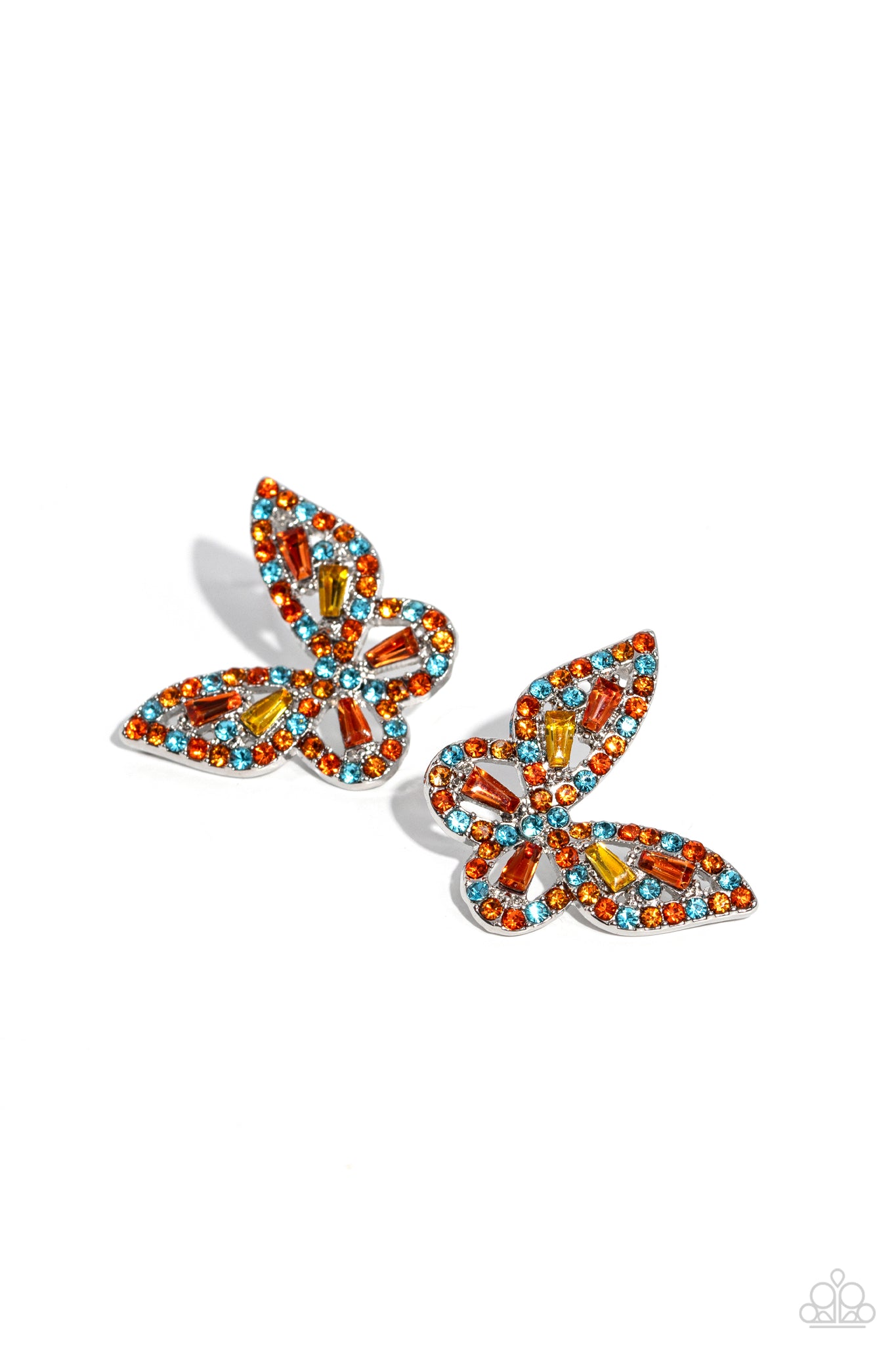 Tilted Takeoff Earring (Green, Orange)