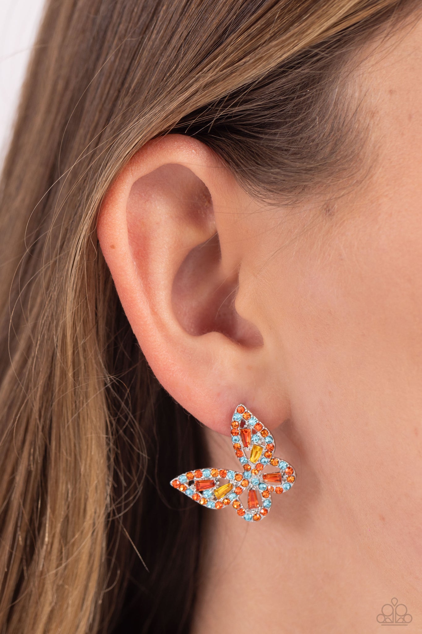 Tilted Takeoff Earring (Green, Orange)
