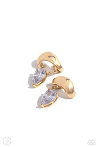 Twisting Teardrop Earring (White, Gold)