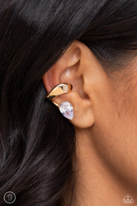 Twisting Teardrop Earring (White, Gold)