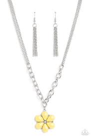 Dazzling Dahlia Necklace  (Purple, Yellow)