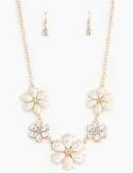 Fiercely Flowering Necklace (White, Gold, Multi)