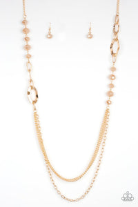 Modern Girl Glam Necklace (Brown, Gold)