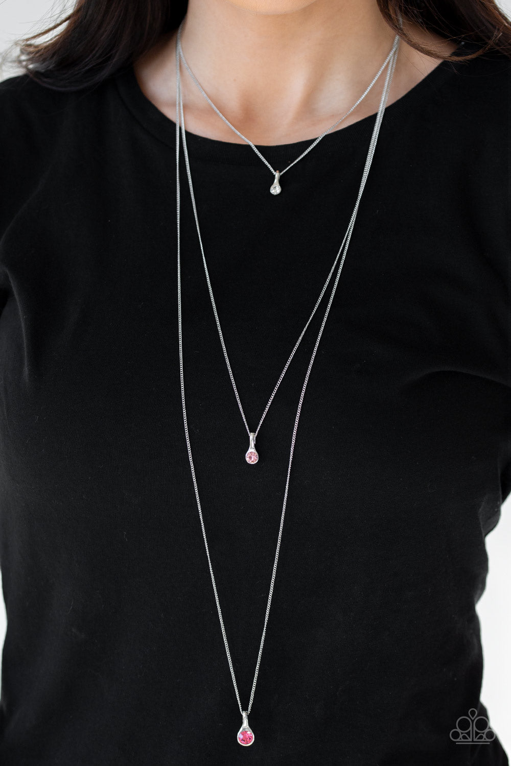 Crystal Chic Necklace (White, Pink)