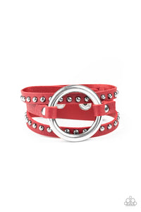 Studded Statement-Maker Red Bracelet