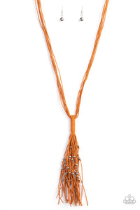 Hand-Knotted Knockout Necklace (Orange, Silver)