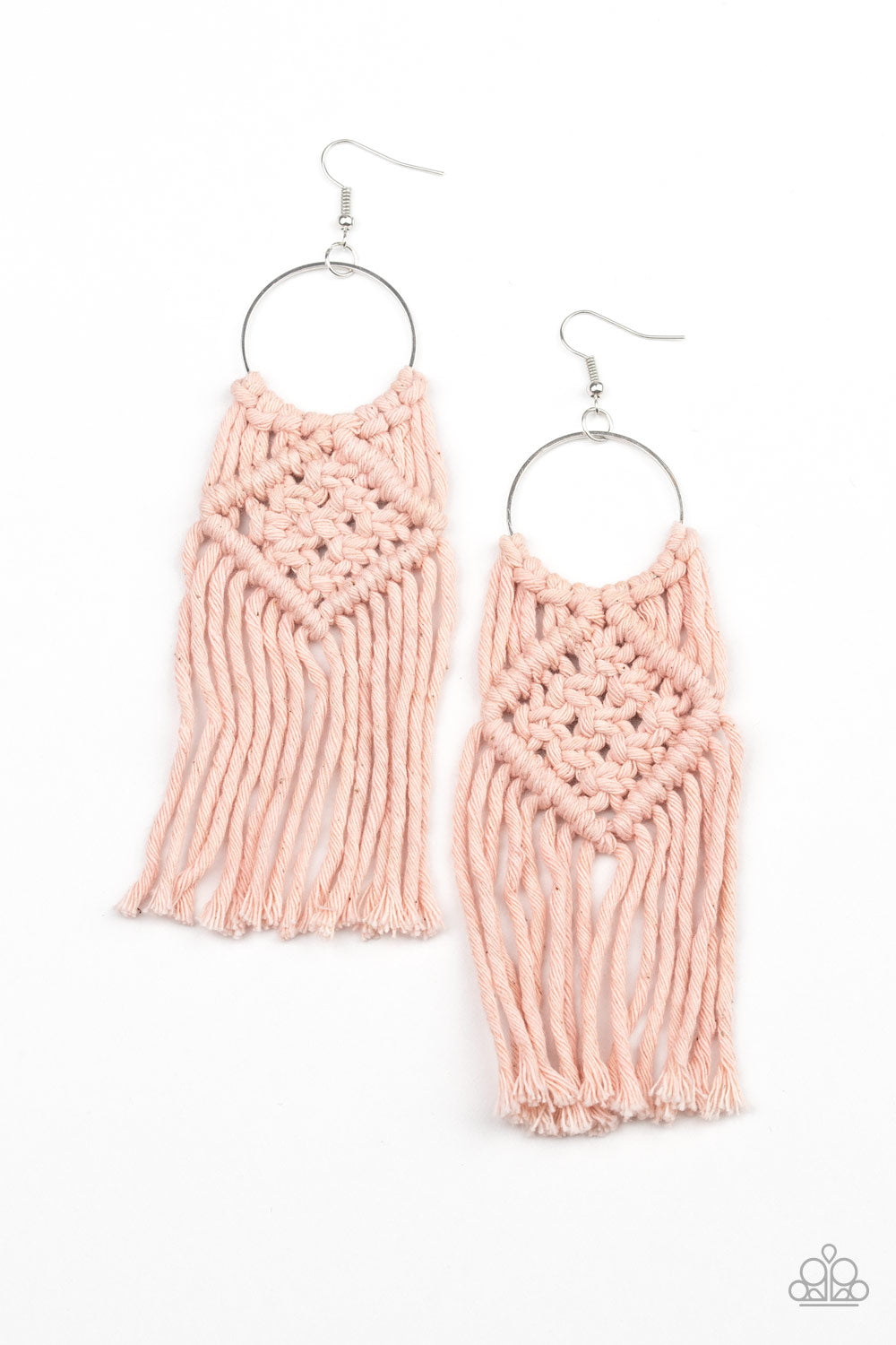Macrame Rainbow Pink Earring