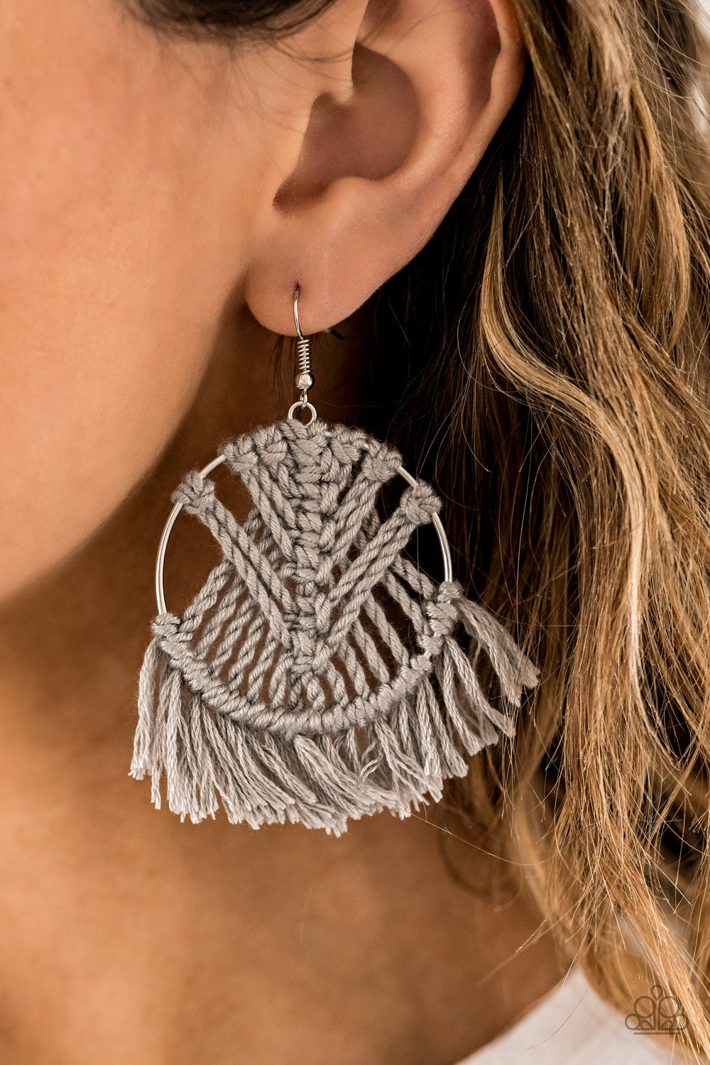 All About MACRAME Silver Earring