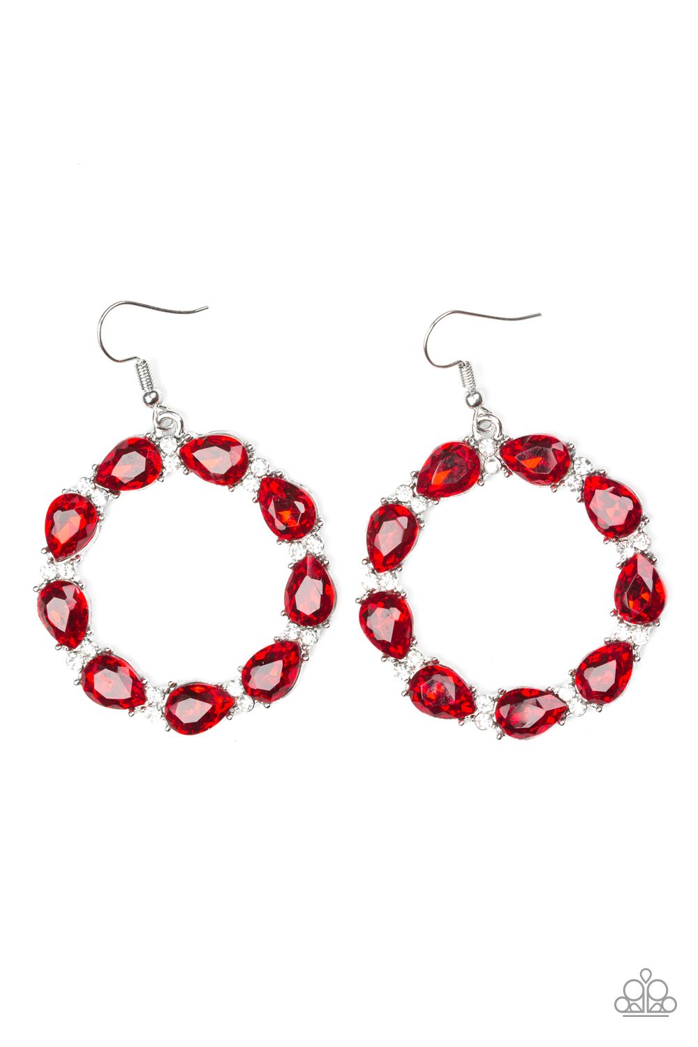 Ring Around The Rhinestones Red Earring